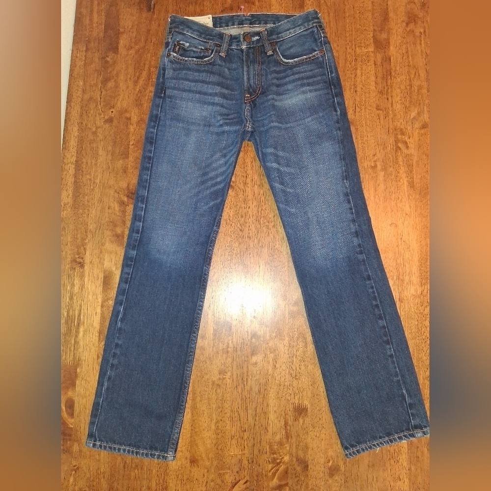 Abercrombie A&F Slim Straight Kids Boys Medium Wash 100% Cotton Jeans 14